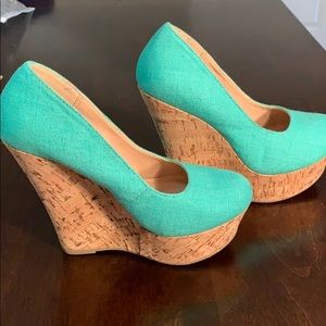 Teal wedge shoes size 6.5